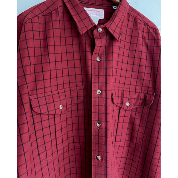 Vintage FILSON Wool Shirt Made in U.S.A. - Dark Red Windowpane Check - XXL - Picture 2 of 12